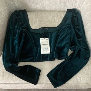 Zara Emerald Velvet crop top